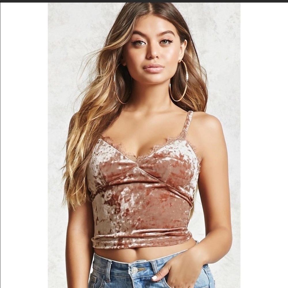 Forever 21 Velvet Lace Cami Top Sz S